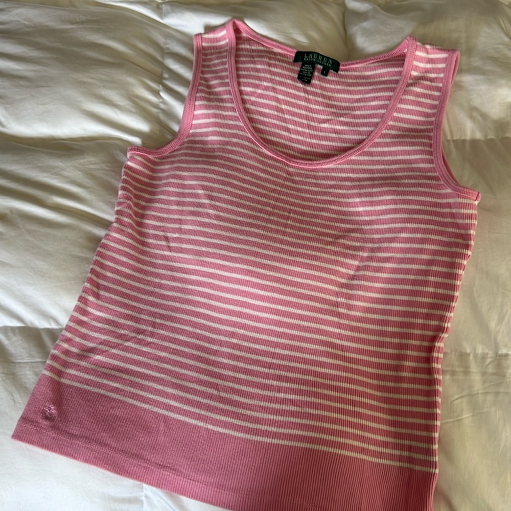 Ralph Lauren pink/white sleeveless top